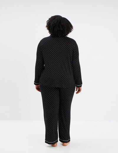 Ensemble pyjama chemise et pantalon noir femme grande taille