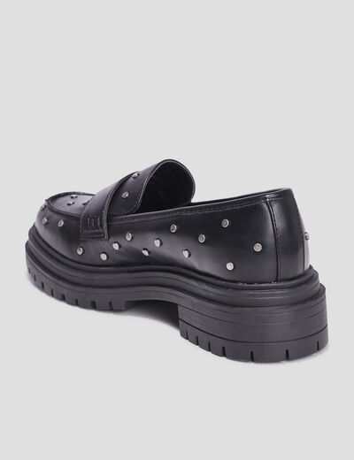 Mocassins crantés à clous noir femme