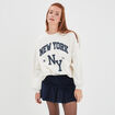 Sweat oversize mi-long col rond Creeks creme femme