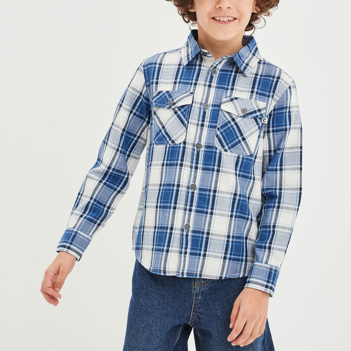 Chemise manches longues Creeks bleu garçon