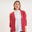 Gilet cardigan ajour&eacute; manches longues rose cerise femme