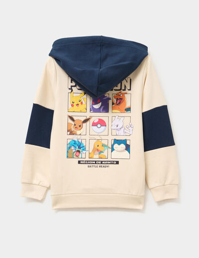 Sweat hoodie 1 poche coton Pokémon ecru garçon