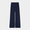 Pantalon fluide large taille élastiquée bleu marine femme