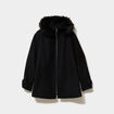 Manteau zipp&eacute; &agrave; capuche fausse fourrure noir femme grande taille