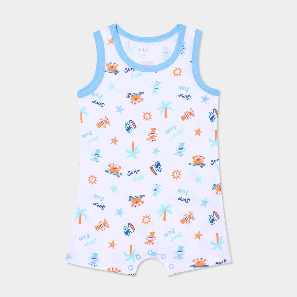 Combishort sans manches en coton blanc b&eacute;b&eacute; gar&ccedil;on