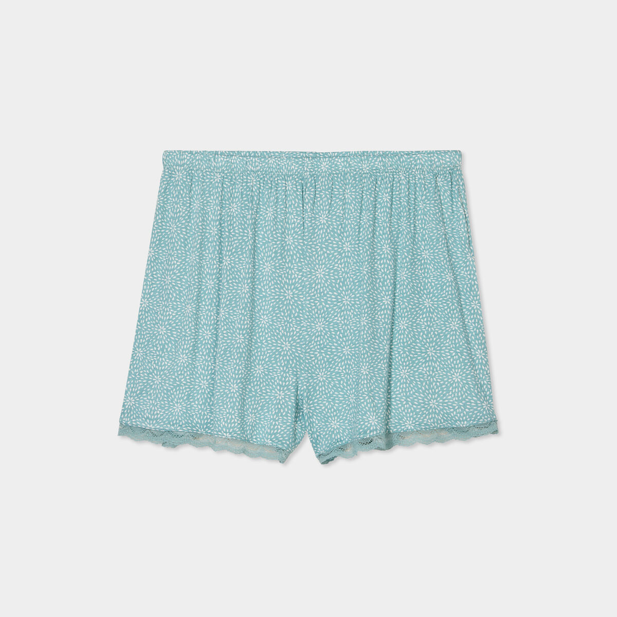 Bas de pyjama short détails dentelle vert menthe femme