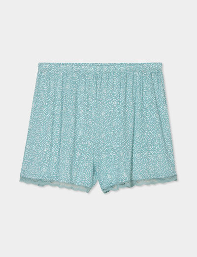 Bas de pyjama short détails dentelle vert menthe femme