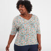 T-shirt bijoux col V ouvertures épaules vert femme grande taille