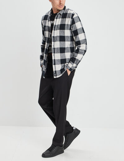 Chemise droite 2 poches manches longues ecru homme