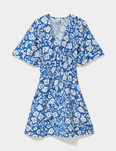Robe courte taille &eacute;lastiqu&eacute;e bleu marine femme