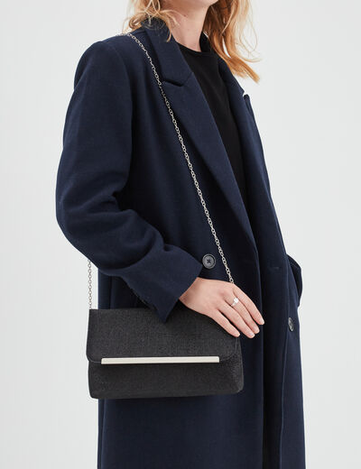 Sac pochette à paillettes noir femme