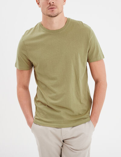T-shirt en coton manches courtes vert kaki homme