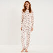 Ensemble pyjama t-shirt pantalon velours ecru femme