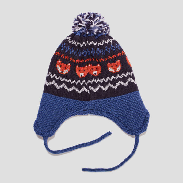 Ensemble bonnet et écharpe bleu marine bébé