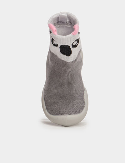 Chaussons chaussettes gris bébé fille