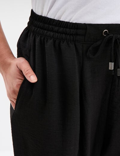 Pantalon fluide coupe cigarette noir femme