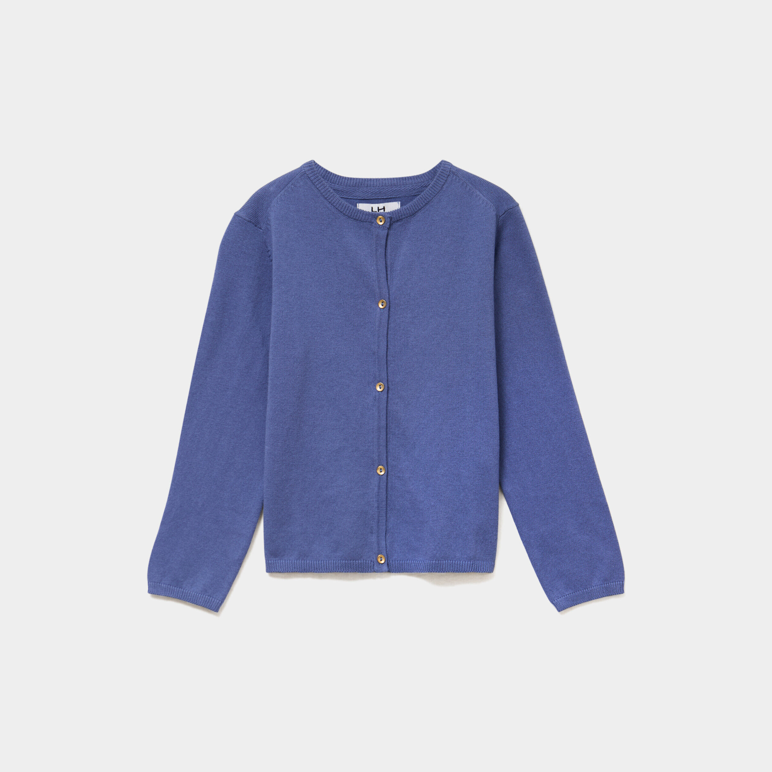 Gilet boutonné coton mélangé bleu gris fille LH