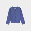 Gilet boutonn&eacute; coton m&eacute;lang&eacute; bleu gris fille