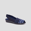 Chaussons sling back compensés bleu femme