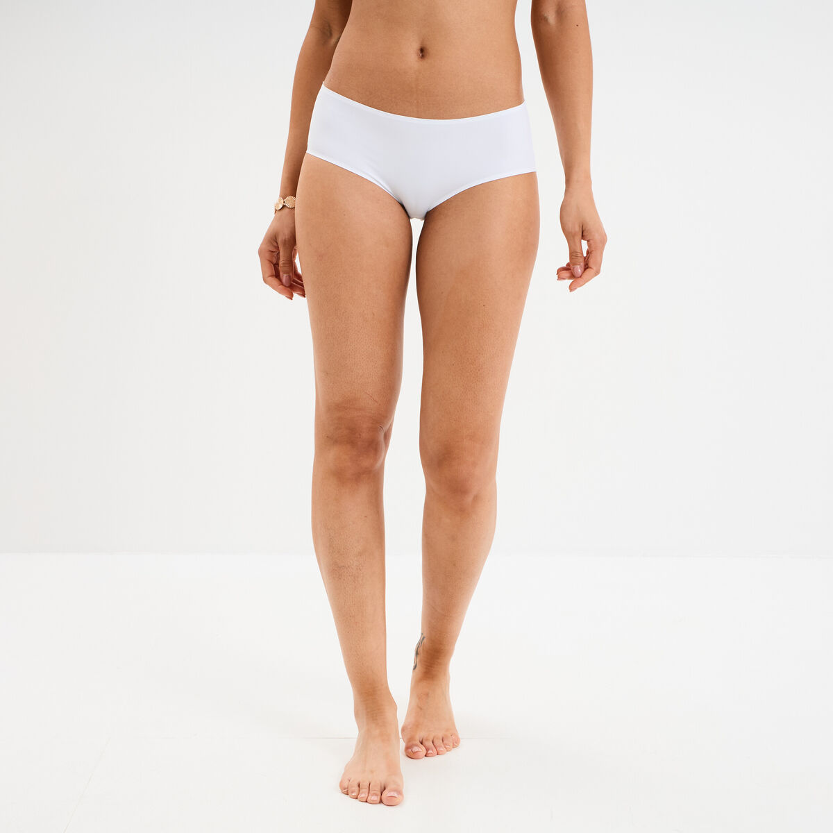 Shorty microfibre sans coutures blanc femme