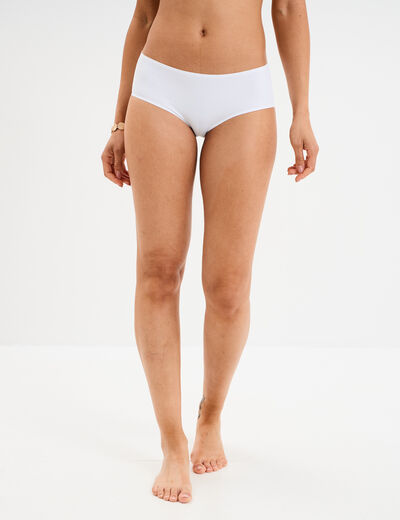 Shorty microfibre sans coutures blanc femme
