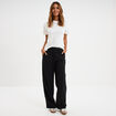Pantalon fluide élastiqué avec bandes noir femme