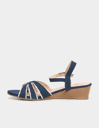 Sandales compensées bleu marine femme