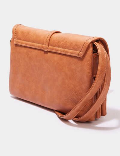 Sac bandoulière à rabat rectangulaire camel femme