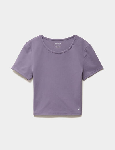 T-shirt de sport court ajust&eacute; violet femme