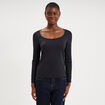 T-shirt ajust&eacute; manches longues noir femme