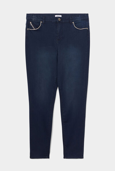 Jeans slim 5 poches avec liserés bleu femme grande taille