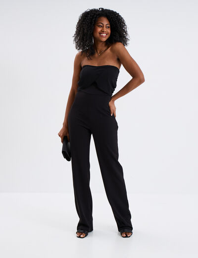 Combinaison pantalon bustier noir femme