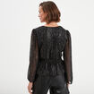 Blouse cintr&eacute;e col cache-coeur noir femme