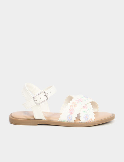 Sandales à broderie blanc fille