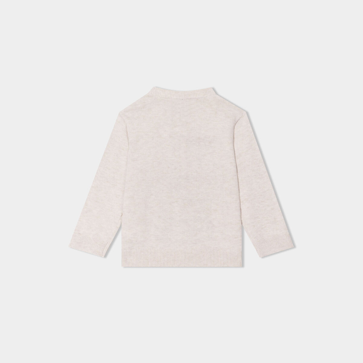 Pull col rond manches longues coton beige bébé garçon