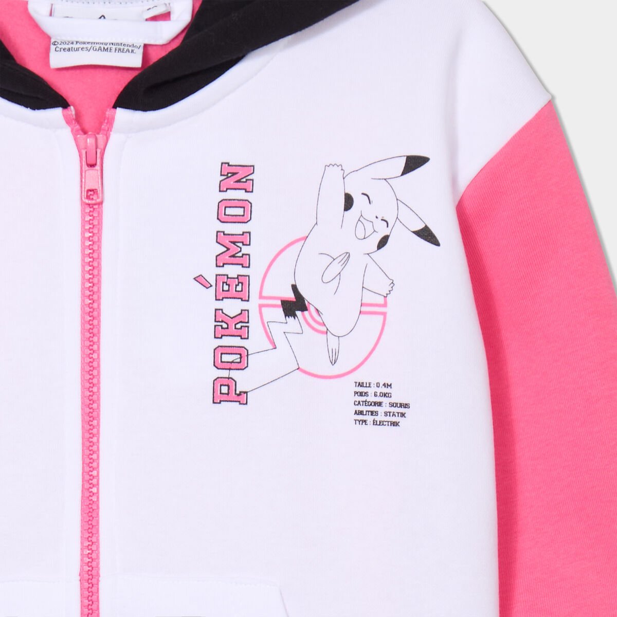 Sweat zippé à capuche Pokémon Pikachu multicolore fille