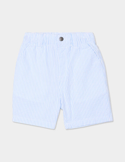 Short taille élastiquée coton bleu bébé garçon