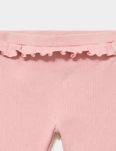 Legging c&ocirc;tel&eacute; &agrave; volants rose poudr&eacute;e b&eacute;b&eacute; fille