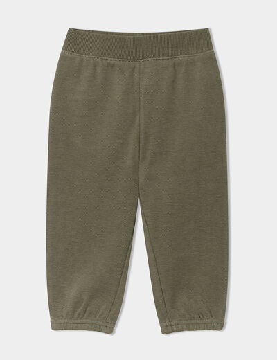 Pantalon jogging taille élastiquée coton vert kaki bébé garçon
