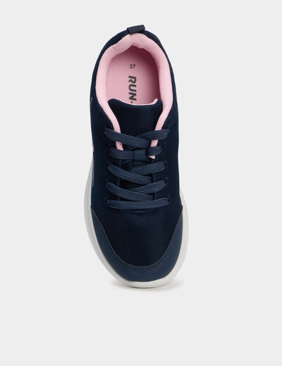 Baskets running &agrave; lacets bleu marine fille