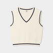 Pull sans manches col en V blanc femme