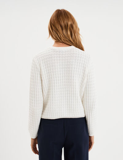 Gilet manches longues coton blanc femme