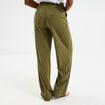 Pantalon large fluide taille élastiquée vert kaki femme