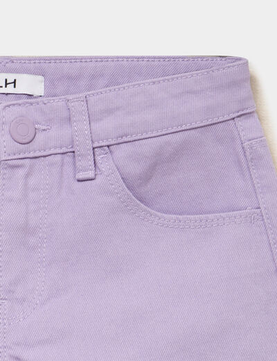 Short droit en coton taille ajustable mauve fille
