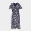 Robe longue empire taille smockée Creeks bleu marine femme