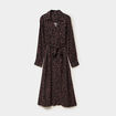 Robe chemise longue ceintur&eacute;e marron fonc&eacute; femme