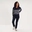 Pull col camionneur zipp&eacute; bleu marine femme