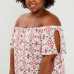 Robe courte évasée fluide boutonnée orange clair femme grande taille