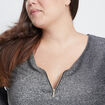 Body de soirée manches longues gris argent femme grande taille