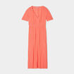 Robe longue empire fils métallisés rose corail femme
